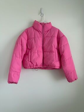 H&M Pink Cropped Puffer Jacket